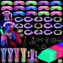 HONLYNE 142 PCS Glow in the Dark Party Supplies, 14PCS Foam Glow Sticks, 14PCS Light Up Headband,14PCS LED Glasses and 100PCS Glow Sticks Bracelets,for Glow Party, New Year, Wedding, Concert, Birthday