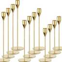 Gold Candle Holders for Taper Candles, FODIENS Set of 12 Metal Candlestick Holders, Decorative Tapered Candle Stick Holder for Wedding Dinning Anniversary Party Table Centerpiece (Bright Gold)