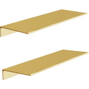 Metal Floating Shelves, Set of 2, Brushed Gold Wall Shelves Picture Ledge, Shower Caddy Wall Mounted, Decorative Display Shelf for Bedroom, Living Room, Bathroom, Office (15.6 x 4.9 inch)