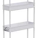 SPACEKEEPER Slim Rolling Storage Cart 4 Tier Bathroom Organizer Mobile Shelving Unit Storage Rolling Utility Cart Tower Rack for Kitchen Bathroom Laundry Narrow Places, Gray