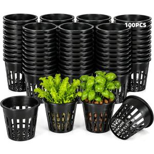 3 Inch Hydroponic Net Pots 100 Pack, Heavy Duty PP Net Cups for Seedlings