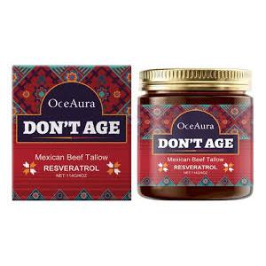 Tallow and Honey Balm with Raw Honey, Don't Age Mexican Beef Tallow Resveratrol – Organic Grass Fed Whipped Tallow Cream, Anti-Aging Moisturizer for Face & Body