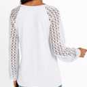 AUTOMET Womens Long Sleeve Shirts Casual Tops Dressy Outfits Fall Fashion Blouses Lace Clothes Y2k (White, XXL)