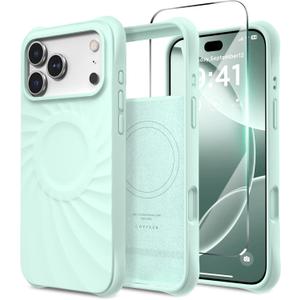 for iPhone 17 Pro Case, Compatible with MagSafe, Screen Protector +[Integrated Silicone Camera Control Button], Shockproof Protective Magnetic Case for iPhone 17 Pro 6.3", Mint Green