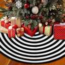 Christmas Tree Skirt 32 Inch Black and White Tree Skirt, Annual Rings Halloween Tree Skirt, Slim Tree Mat for Merry Halloween Xmas Holiday Party Decorations Ornaments
