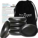 Maxdee Massage Stones Essential Hot Stones for Massage, 6 Large Hot Stones Massage Kit Hot Rocks Massage Stones for Professional or Home Spa, Foot Heater, Relaxing, Pain Relief, 2.4"*3.14"