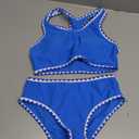 WIQI Bathing Suit for Girls Size 10-12 Girls' Swimwear Cute Sport Color Contrast Trim Bikini Set Girls Swimsuit Teen Two Piece Swimsuits Blue