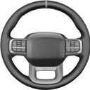 MEWANT Steering Wheel Covers for Ford F-150 2021-2023 / F-150 Lightning 2022-2023 Hand-Stitched F150 Steering Wheel Wrap (grey stripe + grey thread)
