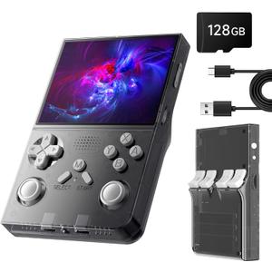 R40 Retro Handheld Game Console - Open Source System,3.5" IPS Screen, 18,000+ Classic Games, 128G TF Card, 3000mAh Battery, Portable Gaming Player for Travel, Retro Gaming Console, Black