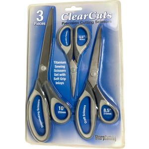 Office Scissors 3 Multi Pack - Craft Sissors - Titanium - Sharp Sewing Siccors, Soft Handle, Household Scizzors