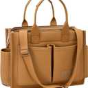 Tote Bag for Women With Compartments,Large Canvas Tote Women's Purse Crossbody Bags Work Laptop Book Bag Satchels Handbags, Color: New Upgrade Brown 
