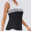 Womens Golf Shirt V Neck Sleeveless Polo Shirts Athletic Tennis Tank Tops Moisture Wicking Lightweight Sports Top (Large, Z_white_ Light Gray_ Black)