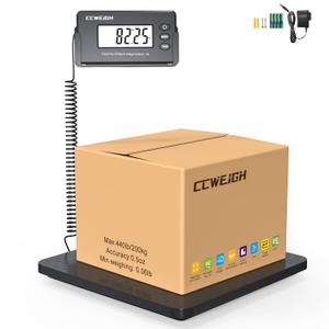 Shipping Scales 440lbs x 1oz Highly Accurate Postal Scales Ultrathin ABS Large Platform,Superlight Postal Scales for Shipping Packages,Small Business,Post Offices,Luggage Scale Battery and Adapter