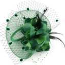 Fascinators Hats Women Pillbox Hat Feathers Derby Headband Wedding Headwear Tea Party Hair Clip 20s 50s Top Hat (Green)
