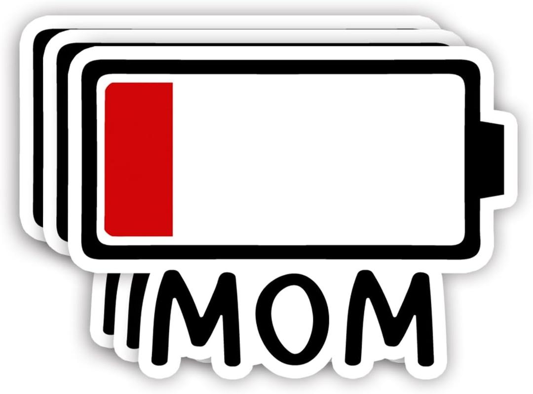 (3Pcs) Mama Sticker Funny Low Battery Motivational Quotes Family Mommy Love Mother's Day Nana Mimi Vinyl Decal for Tumbler Laptop Kindle Water Bottles Books Phone -Size 3x2.1 Inch