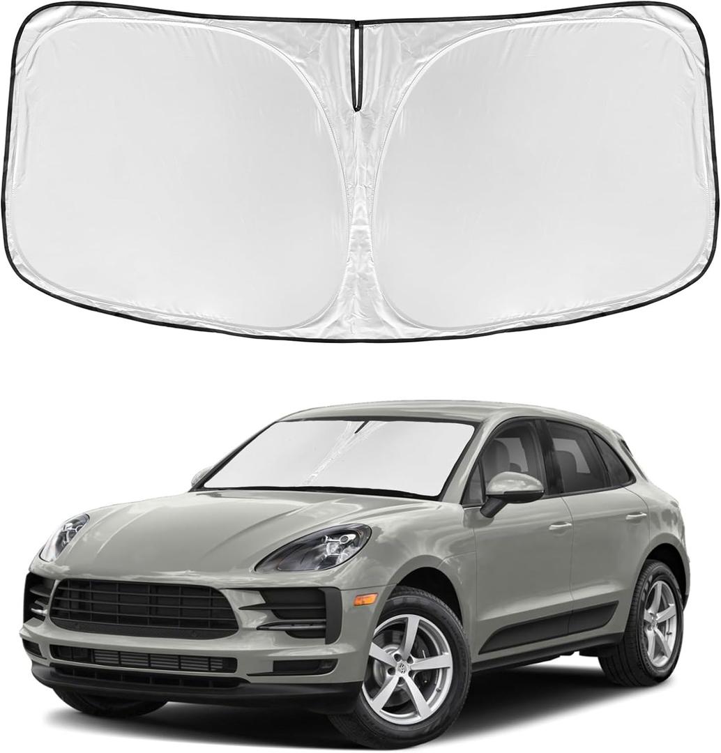 for Porsche Macan 2014-2024 2025 2026 Windshield Sun Shade - 4 Layers Car Sunshades for Front Windows Shade Cover Custom Fit Sun Visor 250T Retractable Shade Blocks UV Rays Car Accessories