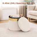 xuperbonus Small Ottoman with Storage,Folding Round Ottoman with Gold Trim,Velvet Storage Stool,Foot Stool with Soft Padded,Foot Rest for Living Room13x13x12.4(YZbeige,1pcs)