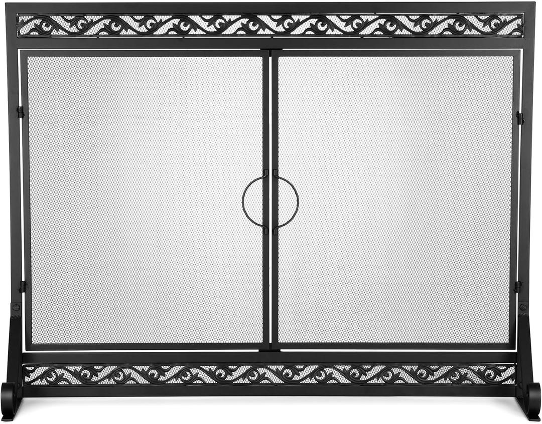 Stanbroil Fireplace Screen, Metal Fireplace Screen with Magnetic Doors and Spark Guard Grate for Fireplace Indoor Use, 44" W x 34" H