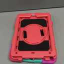 for iPad 6th Generation/iPad 5th Gen/iPad Air 2/iPad Pro 9.7" Case with Cute Key Chain, Rugged Protective Case with Rotating Stand & Shoulder Hand Strap for iPad 6th/5th/ Air 2 (Rainbow Rose)