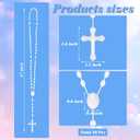 Beeveer 50 Pcs Glow in the Dark Rosary Beads Catholic Luminous Cross Rosary Necklaces Religious Plastic Crucifix Chains Pearlized Catholic Prayer Bead
