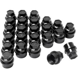 Set of 24, 15646250 Wheel Lug Nut Cap Black Plastic Covers Thread M27X2.0 for Sliverado Sierra 1500 Yukon Avalanche Suburban Express 1500 C1500 K1500 Escalade Traverse Yukon Dual Thread Lug Nuts