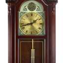 Bedford Clock Collection Grand Antique Colonial Chiming Wall Clock with Roman Numerals in a Cherry Oak Finish, 38" L, Large