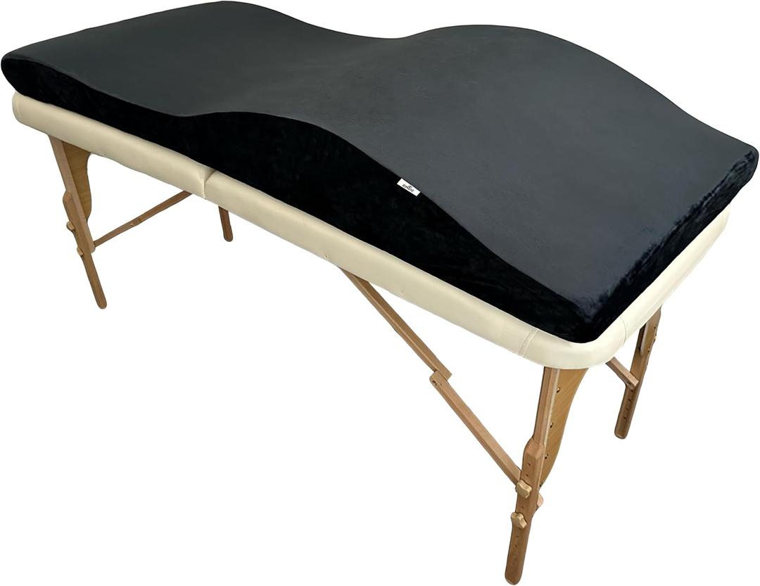 Lash Bed Topper Ergonomic Memory Foam Pad with Plush Cover, Spa Table Cushion for Eyelash Tech, Salon Mattress for Beauty Beds, Compatible with Massage and Spa Setups 28/70" (71/178 cm), Black