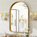 Arched Bathroom Mirror - 36x24 Inch Gold Bathroom Mirror for Wall - Aluminum Alloy Framed Mirror - Arched Top Bathroom Vanity Mirror for Living Room, Bedroom, Mantel, Entryway, and Hallways (36"L x 24"W)