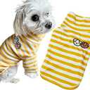 Turtleneck Dog Shirt Cute Doggie Embroidery Super Soft Dog Sweatshirt Stretchy Striped Puppy Pullover for Cats Small Medium Large Dogs(X-Large, Yellow Striped)