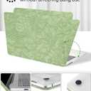 Seorsok Compatible with MacBook Air 13 Inch Case 2022 2021 2020-2018 Release A1932 A2179 M1 A2337,Elegant Leaves Flowers Leather Plastic Hard Shell Case with Keyboard Cover,Green Blooming Floral