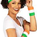 TIpsy Elves Zippered Sweatband Sets - Novelty Adult Unisex Retro Headband Set with Matching Hidden Pocket Wristbands - Irish Flag Headband OSFM