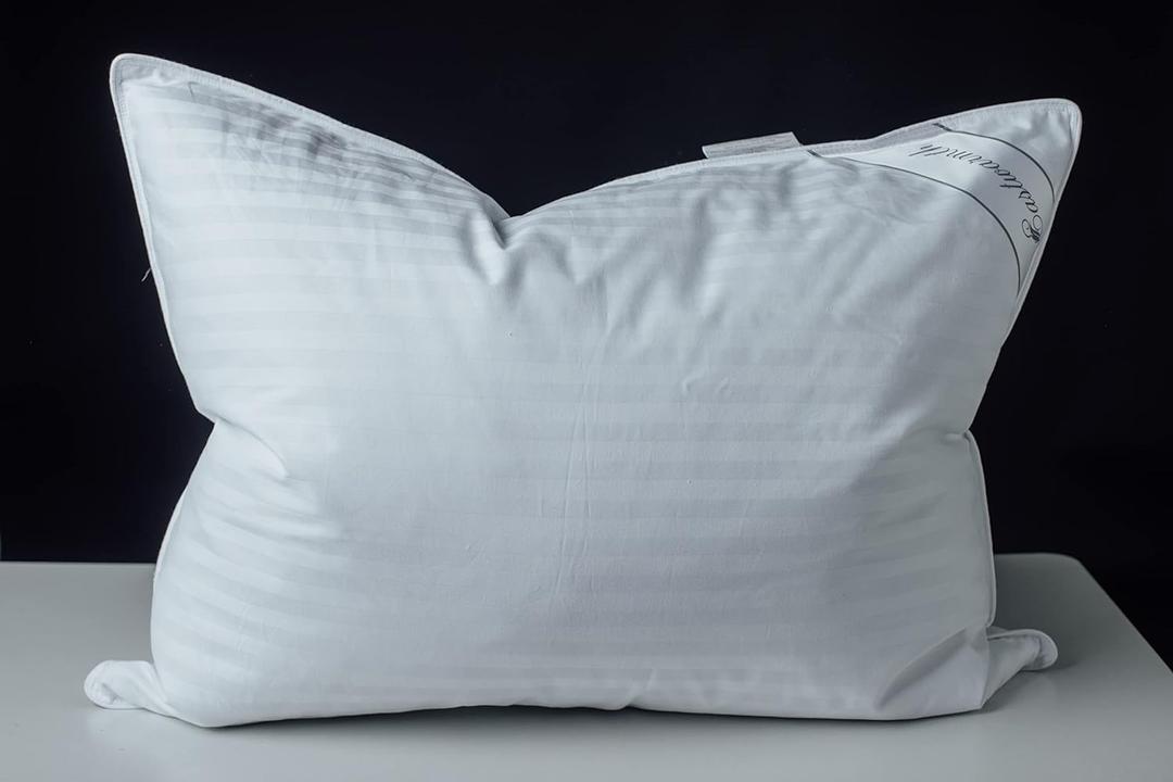 Goose Down Feather Soft Pillows One Pillow 100% Cotton Supportive Bed Pillow Stripe White Color Standard Size 20x26 Inch