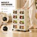 Plastic Storage Drawers with Wheels, 6-Drawer Organizer, Beige