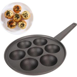 Cast Iron Takoyaki Pan, 7 Holes Nonstick Aebleskiver Pan Takoyaki Grill Pan for Home Kitchen Restaurant Hotel