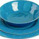 Gibson Home Mauna Melamine Plastic Dinnerware Set, Service for 4 (12pcs), Light blue