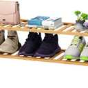 Black Shoe Rack, 2-Tier Long Shoe Rack for Entryway, Bamboo Wood Shoe Shelf for Closet & Hallway, Long 33IN | Beautiful | Functional | Sturdy | Durable