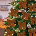 12 Pcs Christmas Velvet Bows 6 Inch Rustic Wreath Gift Bows Vintage Xmas Ribbon Bows Holiday Ornaments for Christmas Tree Wreath DIY Xmas Crafts Home Decorations (Khaki)