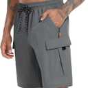 Men's Cargo Shorts Quick Dry Lightweight Stretch Hiking Shorts for Men with 5 Pockets No Lining (Gray, L)