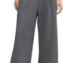 HeSaYep Women's Wide Leg Sweatpants Baggy Straight Leg Sweat Pants Elastic High Waisted Loose Pants with Pockets (Medium, Dark Grey)