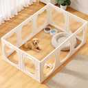 Acrylic Dog Playpen Indoor, 10 Panels Clear Transparent Pet Fence with Lockable Door, Tall Sturdy Puppy Playpen for Small Dogs Cats Rabbits, Tool-Free Easy Assembly