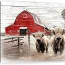 Barn Prints Farmhouse Old Barn Wall Art Red Barn Windmill Highland Cattle Rustic Bedroom Wall Decor Farmhouse Barn Windmills Art For Bathroom Bedroom Living Room Framed Ready To Hang 12x16 Inch (12L" x 16W")