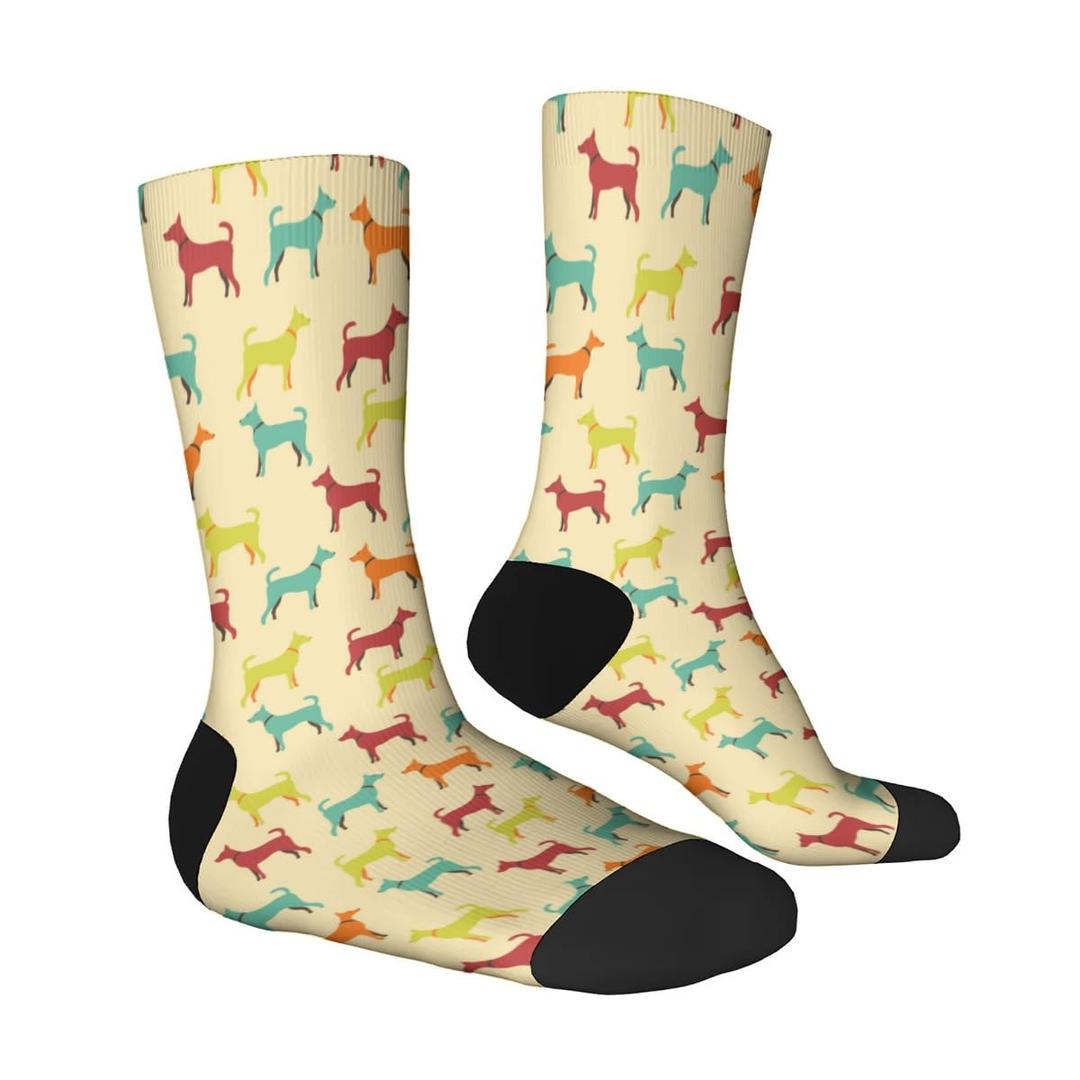 Dogs Funny Dress Socks For Men Women Crazy Novelty Casual Graphic Crew Socks Gifts (Yellow)