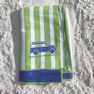 Towels, Quick Dry, Sand Resistant, Light Weight and Compact (Thin Stripe Green, 78 x 35 Towel)