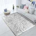 Carvapet Shaggy Soft Faux Sheepskin Fur Area Rugs Floor Mat Luxury Beside Carpet for Bedroom Living Room 3ft x 5ft, White with Black Tips
