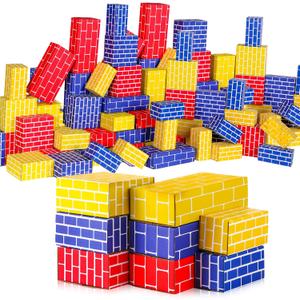 Nuanchu 60 Pcs Cardboard Building Blocks for Kids Large Jumbo Square Rectangle Thick Cardboard Pretend Bricks for Building Stacking Game(Assorted Shapes)