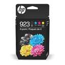 HP 923 Black, Cyan, Magenta, Yellow Ink Cartridges (4-Pack) | Works with Printer Series: OfficeJet 8120, OfficeJet Pro 8130 | Eligible for Instant Ink | 6C3Y6LN