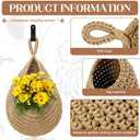 Wall Hanging Baskets for Organizing - 3 Pack Hanging Fruit Basket with 6 Pcs Strong Hooks, Handwoven Onion Storage Teardrop Home Onion Basket for Fruits Vegetable Potato Kitchen Storage(Light Linen)