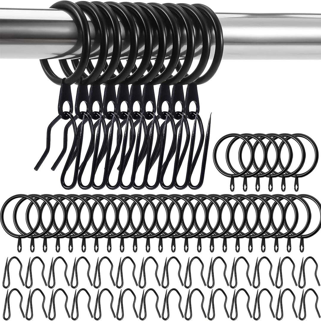 30 Pieces Metal Drapery Curtain Rings Curtain Hanging Rings and 30 Pieces Metal Curtain Drapery Pin Hooks for Window Curtain, Door Curtain and Shower Curtain, 30 mm Internal Diameter (Black) 30 Pieces Metal Drapery Curtain Rings Curtain Hanging Rings and 30 Pieces Metal Curtain Drapery Pin Hooks for Window Curtain, Door Curtain and Shower Curtain, 30 mm Internal Diameter (Black)