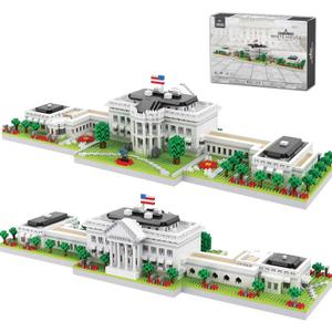 White House Micro Building Blocks Set 3000 Pieces Panoramic Architecture Model Kit (Includes West & East Wings) Expert Mini Bricks Puzzle for Adults Washington DC Landmark Souvenir Gift