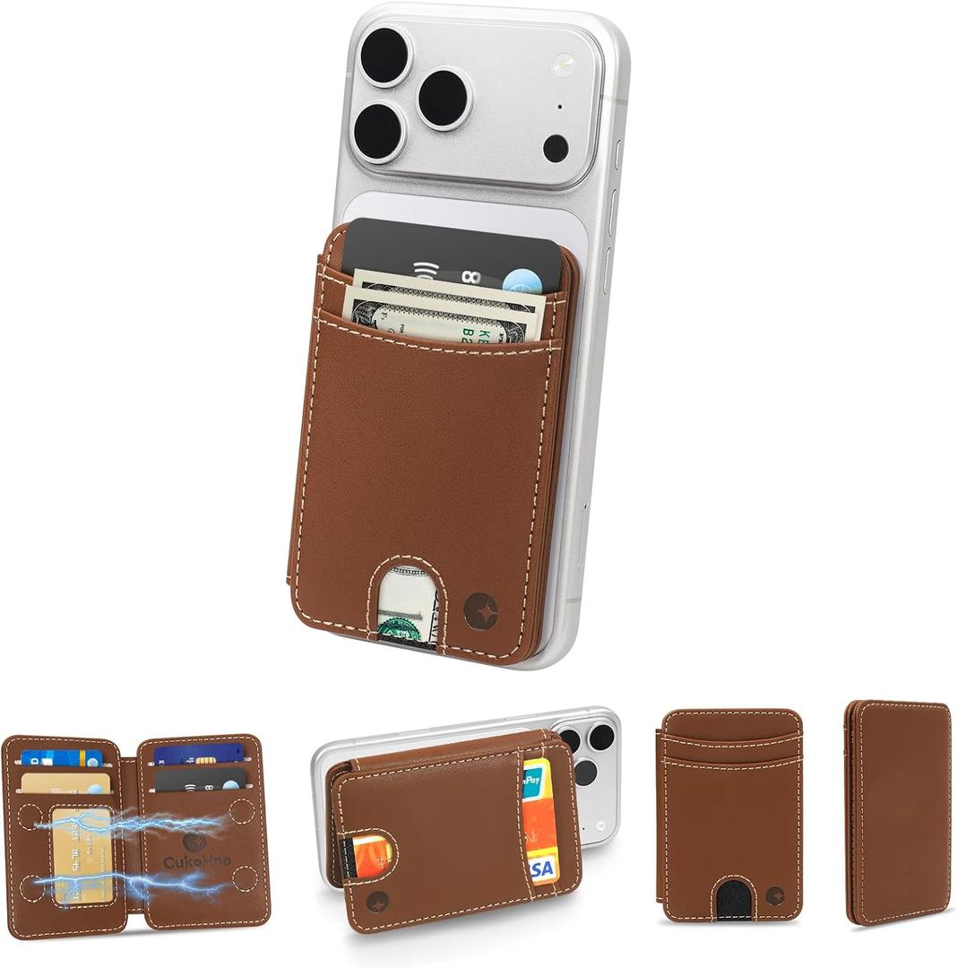 for MagSafe Slim Wallet,6 Cards Holder,Magnetic Wallet for iPhone,for Galaxy with Magnetic Case,Magnetic Phone Card Holder,RFID Blocking,Minimalist Wallet for Travel Essentials,Coffee Brown